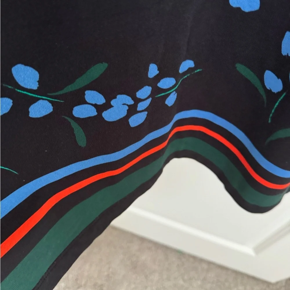 NWT Women's Kate Spade Floral Sea Breeze Tee Dress Black Blue Size